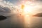 Paraglider chasing the sunset on Windmill Viewpoint. Phuket, Thailand