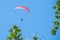 Paraglider flies in the air -Aerial view of paraglider.