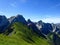 Paraglider flight with blue skies