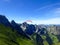 Paraglider flying with blue skies