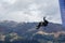 Paraglider flying over the Alps mountains. Austria