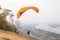 Paraglider on the ground. Paragliding flying over Landscape from Beautiful View Mekong River at Wat Pha Tak Suea in Nongkhai,