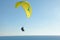 Paraglider on Mediterranean sea coast, Netanya beach, Israel.