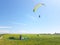 Paraglider near cliff along baltic sea coastline