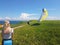 Paraglider near cliff along baltic sea coastline