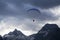 Paraglider over the mountains in Lofer, Austria.