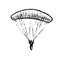 Paraglider parachutist flies. Parachute paraglider. Air extreme sport. Controlled high altitude flight. Hand drawn