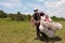 Paraglider prepares to fly over beautiful Bakota reservoir.