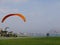 Paraglider is preparing to jump and fly, Lima