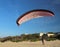 Paraglider sail with petrol engine and propeller with protection during take-off