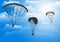 Paraglider in the sky against clouds. Vector illustration.