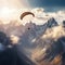 Paraglider soaring photo realistic illustration - Generative AI.