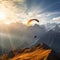 Paraglider soaring photo realistic illustration - Generative AI.
