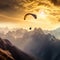 Paraglider soaring photo realistic illustration - Generative AI.