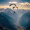 Paraglider soaring photo realistic illustration - Generative AI.