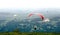 Paragliders flying in Romania