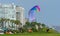 Paragliders in park of Miraflores district in Lima, Peru