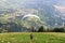 Paragliders start Paragliding in front of Merano panaroma in South Tyrol