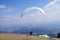 Paragliders start Paragliding in front of SchÃ¶ckl panaroma in Styria