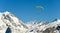 Paragliding in the Alps in winter