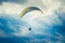 Paragliding extreme Sport with blue Sky and clouds