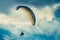 Paragliding extreme Sport with blue Sky and clouds