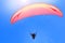 Paragliding extreme sport. Paragliders together flying on a sky background