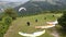 Paragliding in flight in the sky of the Italian Apennines.