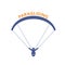 Paragliding icon - parachutist front view, man skydiver emblem