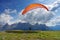 Paragliding in mountains starting