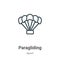 Paragliding outline vector icon. Thin line black paragliding icon, flat vector simple element illustration from editable sport
