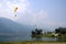 Paragliding over a lake