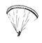 Paragliding parachutist. Parachute paraglider. Air extreme sport. Controlled high altitude flight. Hand drawn outline