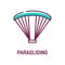 Paragliding in the sky color line icon on white background. Extreme sport. Pictogram for web page, mobile app, promo. UI UX GUI