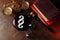 Paragraph symbol and judge gavel with scales and books at notary office