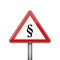 Paragraph symbol on red triangular traffic sign