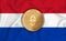 Paraguai flag  ethereum gold coin on flag background. The concept of blockchain  bitcoin  currency decentralization in the country