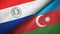 Paraguay and Azerbaijan two flags textile cloth, fabric texture