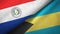 Paraguay and Bahamas two flags textile cloth, fabric texture