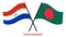 Paraguay and Bangladesh Flags Crossed And Waving Flat Style. Official Proportion. Correct Colors