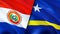 Paraguay and Curacao flags. 3D Waving flag design. Paraguay Curacao flag, picture, wallpaper. Paraguay vs Curacao image,3D