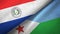 Paraguay and Djibouti two flags textile cloth, fabric texture