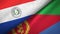 Paraguay and Eritrea two flags textile cloth, fabric texture