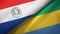 Paraguay and Gabon two flags textile cloth, fabric texture