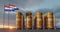 Paraguay gas reserve, Paraguay Gas storage reservoir, Natural gas tank Paraguay with flag Paraguay, sanction on gas, 3D work and