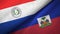 Paraguay and Haiti two flags textile cloth, fabric texture