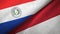 Paraguay and Indonesia two flags textile cloth, fabric texture