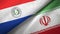 Paraguay and Iran two flags textile cloth, fabric texture