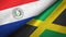 Paraguay and Jamaica two flags textile cloth, fabric texture