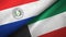 Paraguay and Kuwait two flags textile cloth, fabric texture